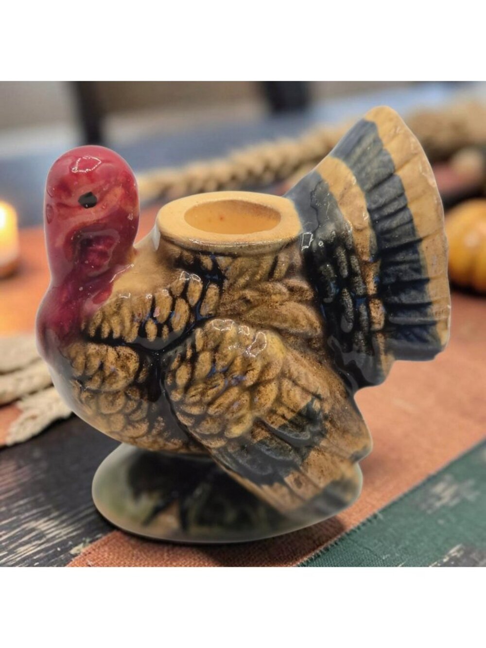 Vintage Napcoware Ceramic Turkey Candle Holder Fall Thanksgiving Decor Japan